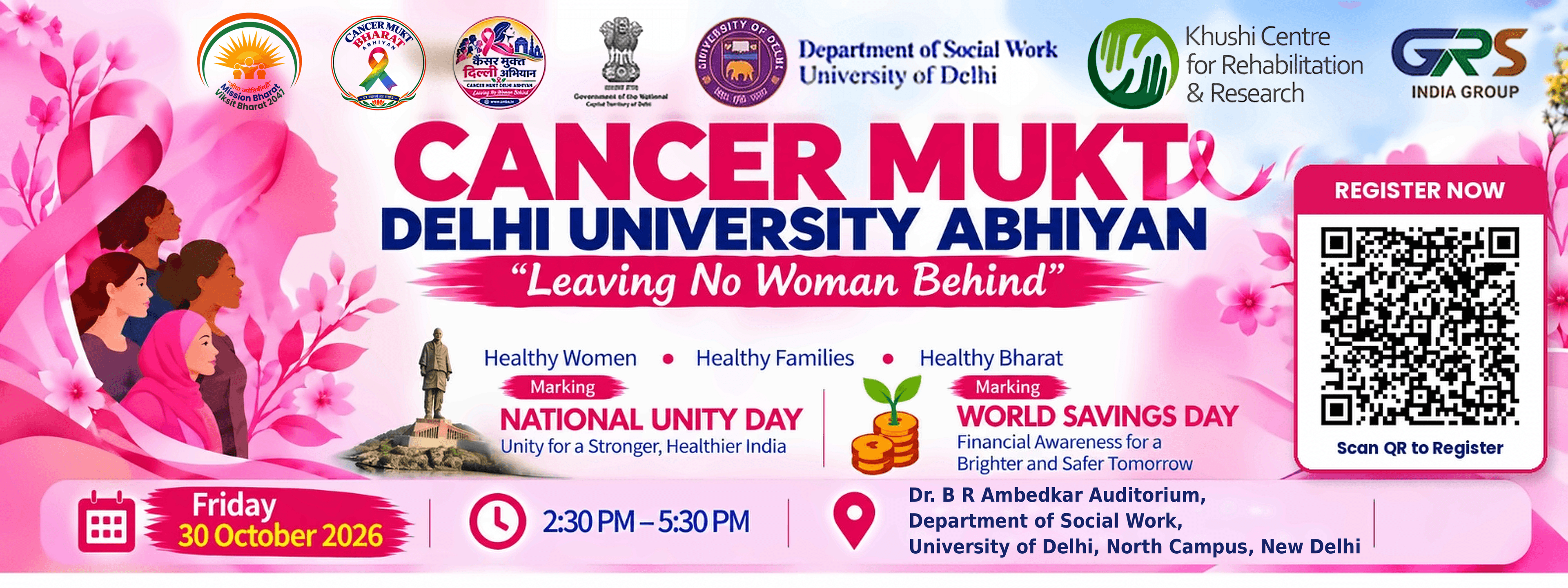 Cancer Mukt Delhi University Abhiyan event banner